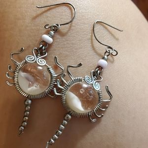 White scorpion earrings
